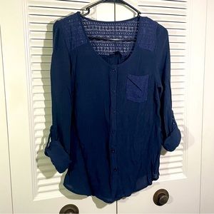 Navy Blouse with pocket
